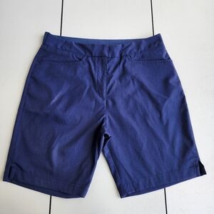Puma SE Way Bermuda Shorts Womens Navy Blu Golf Twill Flat Front Casual Summer M